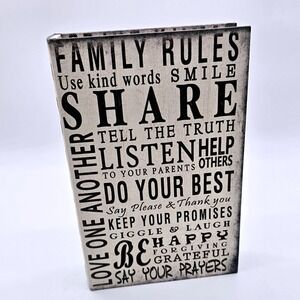 Trinket Box Wood Wooden Faux Book Words of Family Love Decorative Storage Case